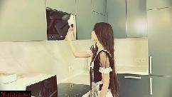 Helpless maid got stuck and desperately called for help
